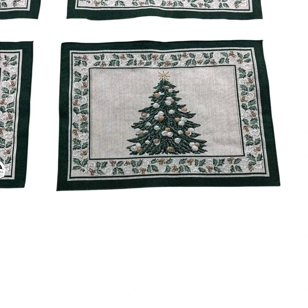 Set of 4 Christmas Tree Placemats American Greetings 18” X 13” NWT